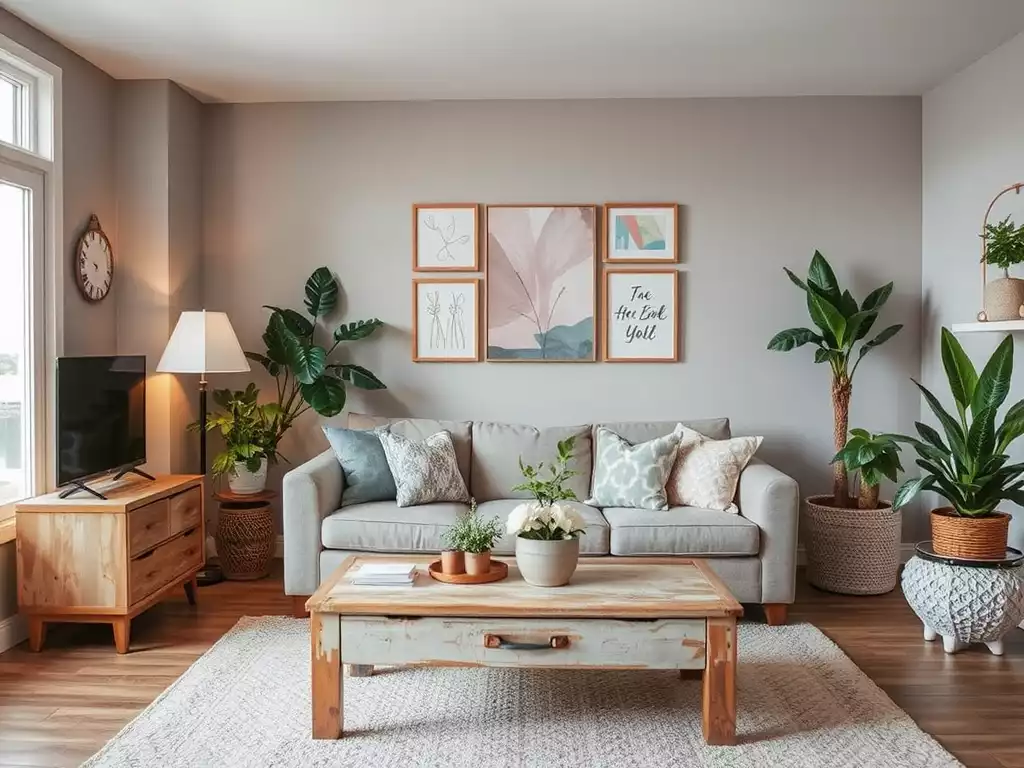 Stylish, budget-friendly home interior with DIY touches