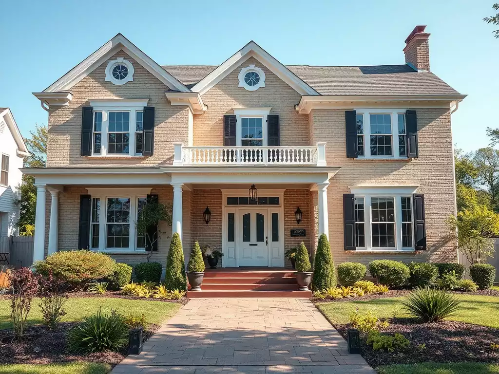 Beautifully restored historic home exterior with modern landscaping